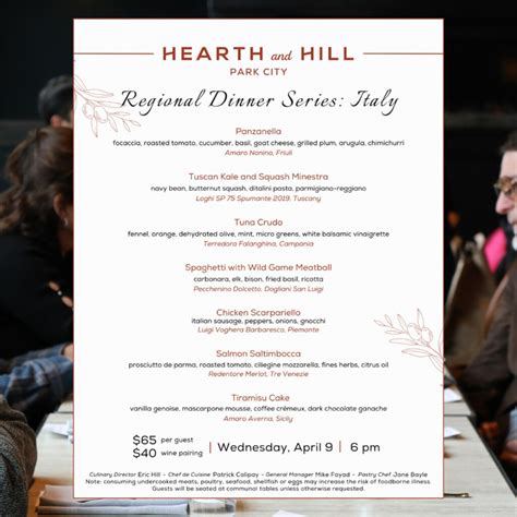 Hearth and Hill Regional Dinner Series: Italian Wine Pairing Experience ...