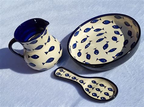Buy this Spanish pottery blue fish dish - small serving dish with free ...