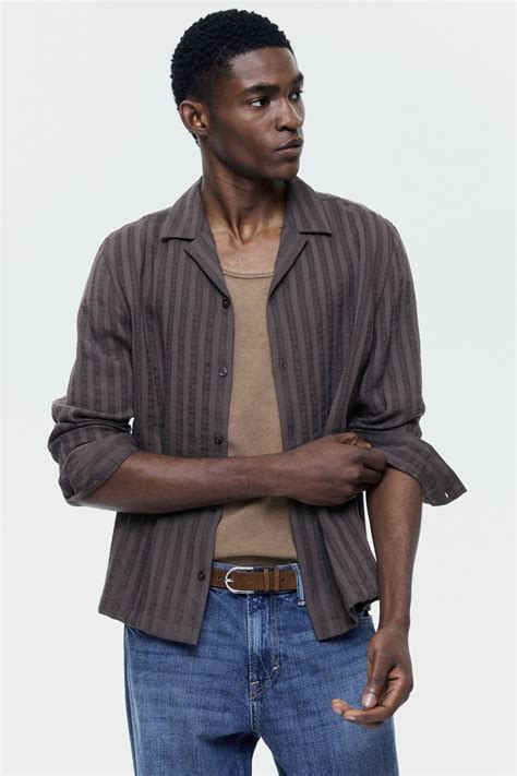 Men’s Dark brown Regular Fit Long-sleeved resort shirt | H&M IN