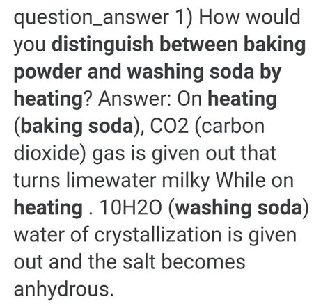 How will you distinguish between baking powder and washing soda by ...