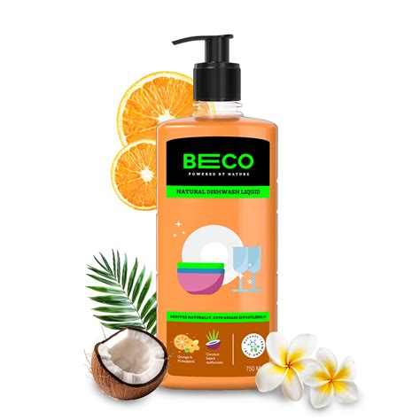 Beco Natural Dishwash Liquid-750ml |Orange Citrus Freshness| 100% ...