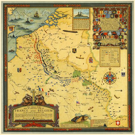 WWI Map of France and Belgium, Western Front, 1918 | Battlemaps.us