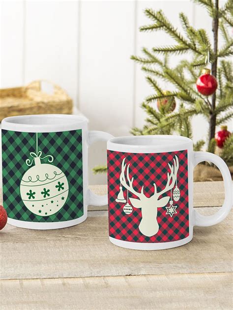 Buy | Set Of 2 Red & Green Christmas Christmas Coffee Mug Cups | Tied ...