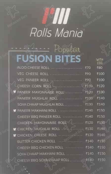 Menu at Rolls Mania (Hinjewadi Phase 3), Pune, Fountain Market
