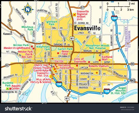Evansville Indiana Area Map: เวกเตอร์สต็อก (ปลอดค่าลิขสิทธิ์) 139323884 ...