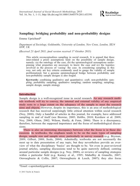 Sampling Bridging Probability and Non Probability Designs | PDF ...