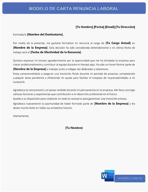 Cartas De Renuncia Laboral Descargar En Word/carta De Renuncia Laboral En Nicaragua