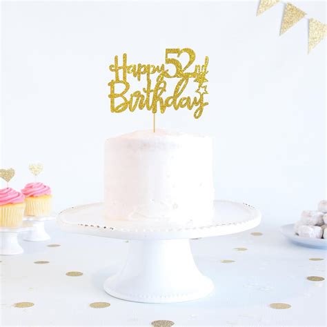 Maicaiffe Gold Glitter Happy 52nd Birthday Cake Topper - 52 India | Ubuy