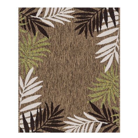 Foliar Leaf-bordered Area Rug BROWN/BEIGE/GREEN - 2'7"x3'3" MAT ...