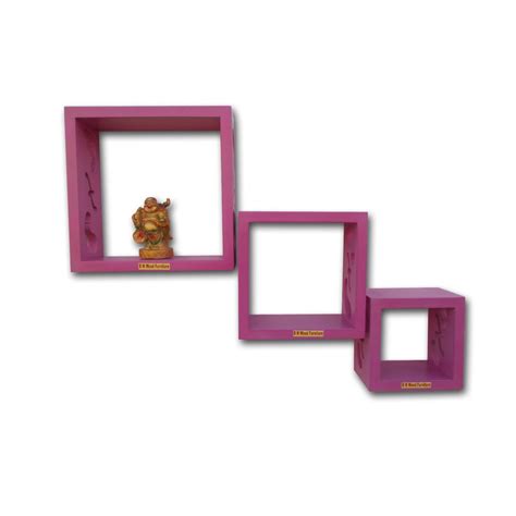 B M Wood Furniture BM-507 Wall Shelf, Set of 3 (Pink) : Amazon.in: Home ...