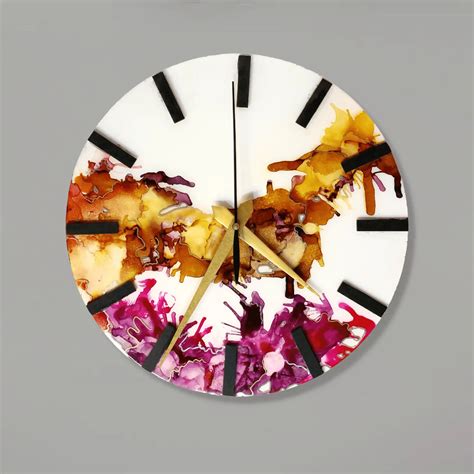 Buy Resin Wall Clock with Alcohol Ink Abstract Art Online India ...