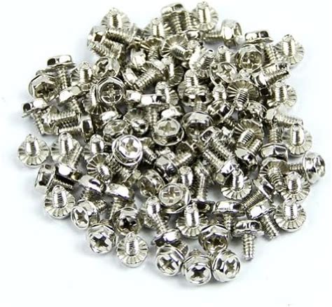 Wrisky 100Pcs Toothed Hex 6 32 Computer Pc Case Hard Drive Motherboard ...