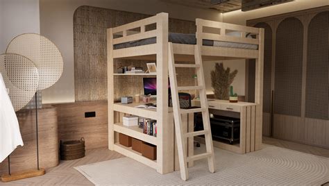 Loft Bed Plans. Full Size DIY Loft Bed With Desk Plan. PDF - Etsy