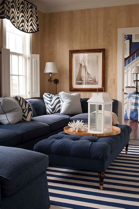 grey and navy blue living room