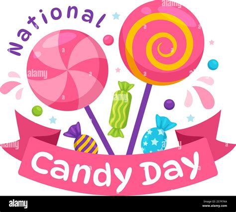 National Candy Day Vector Illustration with Different Types of Candies ...
