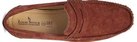 Buy LOUIS STITCH Men's Rosewood Red Suede Leather Loafer Slip ons Penny ...
