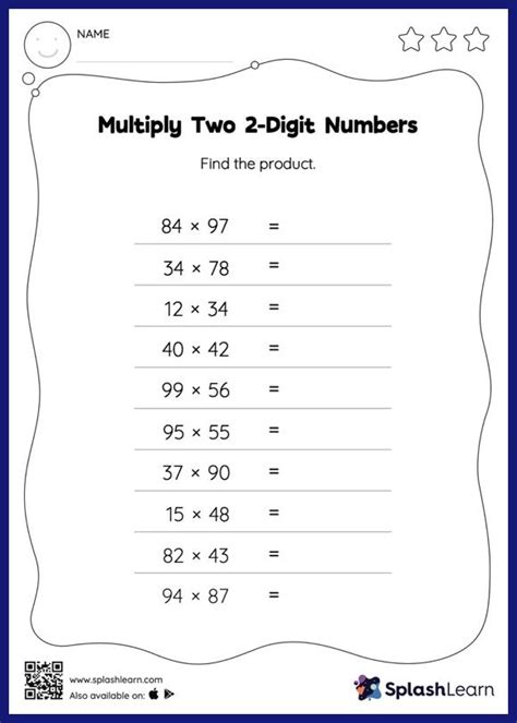 Arithmetic Multiplication with 2 Numbers with 2 Digits Math 的图像结果