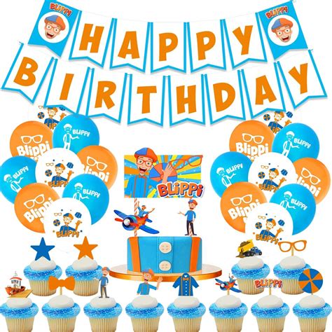 Buy HIGHLAND 42 Pcs Blippi Birthday Decorations – Blippi Theme Balloons ...