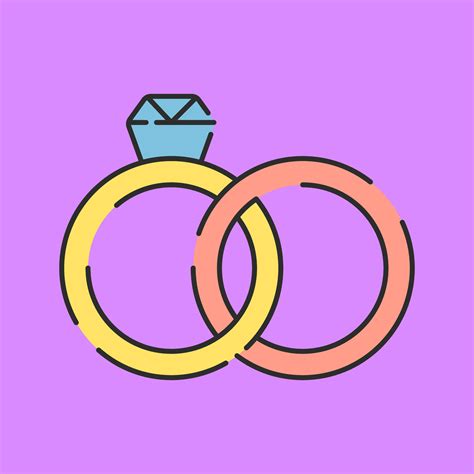Wedding Rings Illustration Flat Design Isolated on Purple Background ...