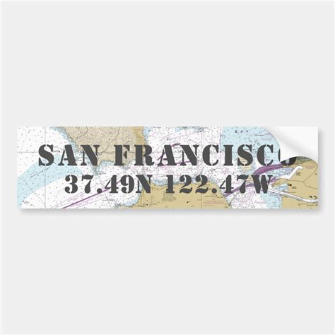 San Francisco CA Latitude Longitude Navigation Bumper Sticker | Zazzle
