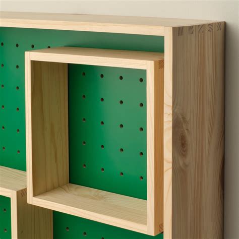 SKOGSMOSAIK display shelf, pine/green, 45x45 cm (173/4x173/4") - IKEA