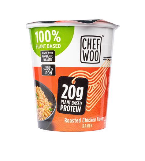 Chef Woo Roasted Chicken Flavor Instant Ramen with 20g Plant Based ...