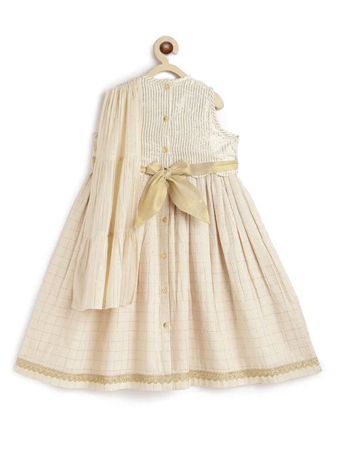 Golden Hour Pattu Pavdai Set-Cream – Tiber Taber Kids