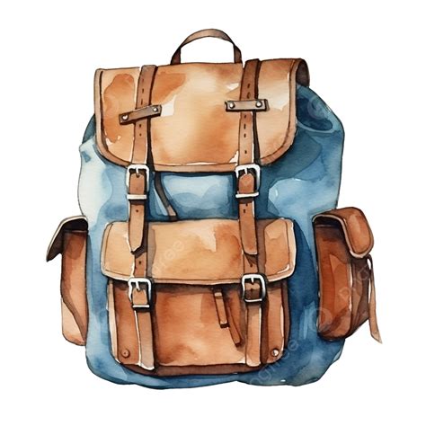 Watercolor Backpack Clip Art Element, Backpack, Watercolor, Hand PNG ...