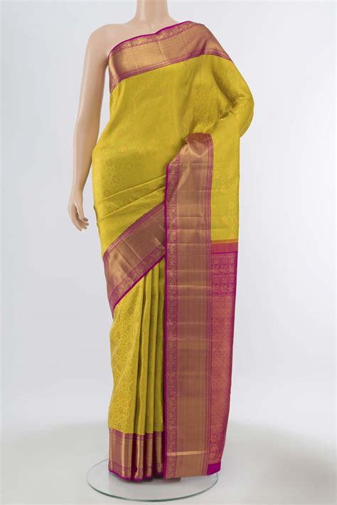 Pure Silk Pure Zari Parrot Green Kanchipuram Saree – Nalli Silk Sarees ...