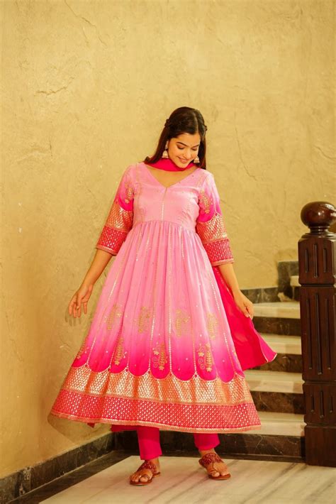 Buy paradise pink silk nyra suit Online in India | Idaho Clothing