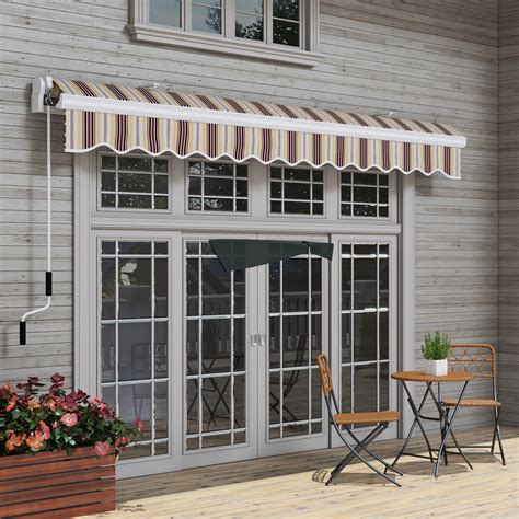 Outsunny 13'X8' Manual Retractable Patio Awning Window Door Sun Shade ...