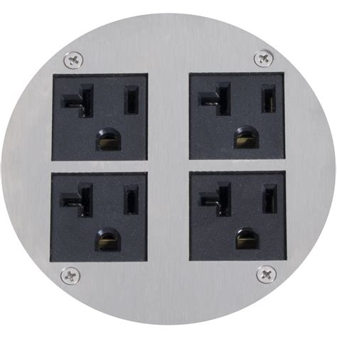 Round Poke Thru Recessed Floor Box, 4 Power - Stainless – Floor Box Outlet