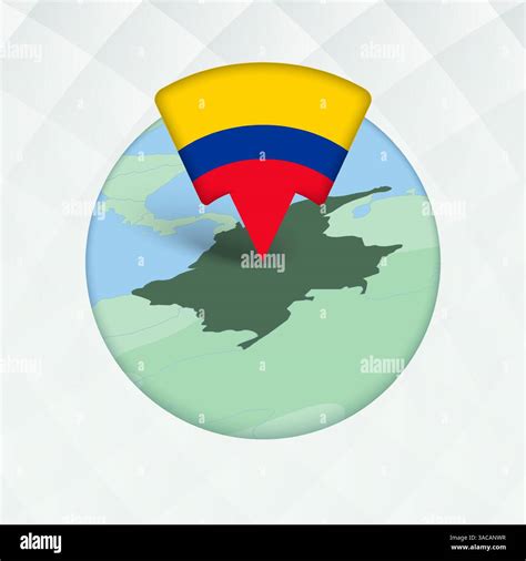 Colombia Map Highlighted with Flag Marker. Flag Pointer on Geographic Map Stock Vector Image ...