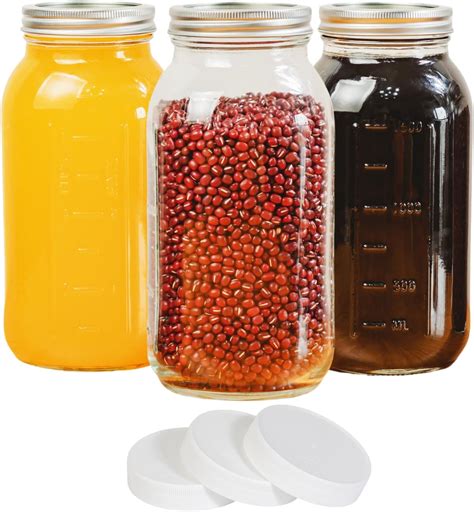 Amazon.com: Yodecy 3 Pack 64 oz Clear Wide Mouth Mason Jars with ...