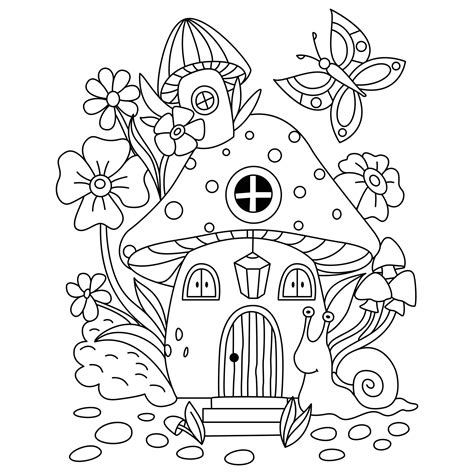Mushroom House Coloring Pages