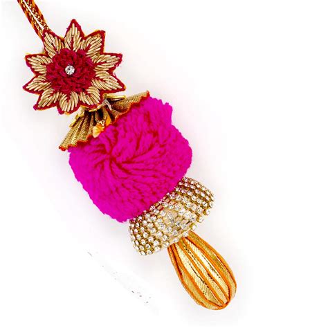 Buy Aapno Rajasthan Rakhi for Brother - Pink Cotton Bead Embellished ...