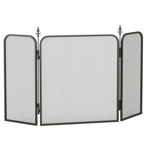 HOMCOM Funkenschutz für Kamine, klappbar, Metall, 96 x 1,3 x 56 cm ...