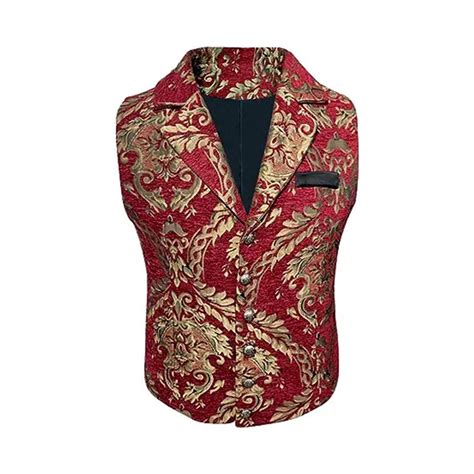 WREESH Mens Suit Vest Gothic Dress Vest Medieval Court Jacquard Tuxedo ...