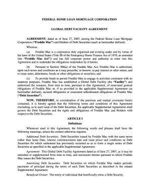 Fillable Online Global Debt Facility Agreement, June 27, 2007 - Freddie ...