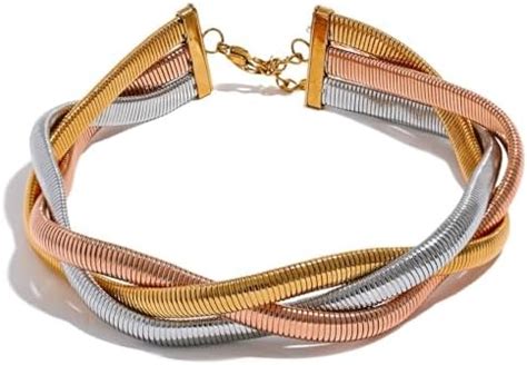VIEN Chain Weave Thick Torques Punk Metal Choker Necklace Attractive ...