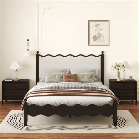 Lark Manor Ines Wood Bed Frame with Upholstered Headboard - Wayfair Canada