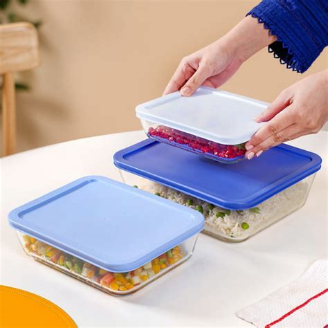 Set Of 3 Nested Design Glass Storage Containers Online - Premium Lunch ...