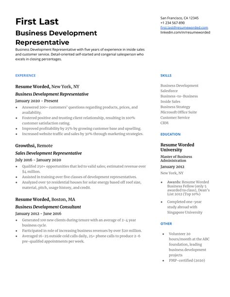 Business Development Resume Examples 的图像结果