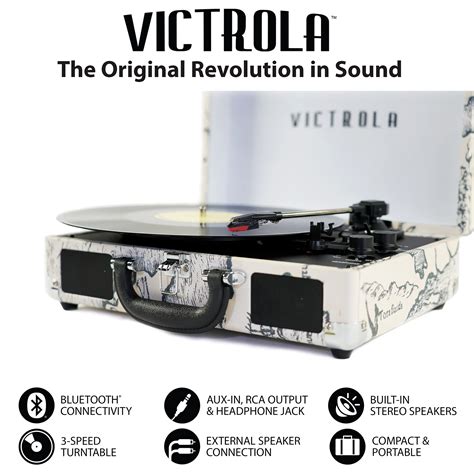 Buy Victrola Vintage 3-Speed Bluetooth Suitcase Turntable with Speakers ...