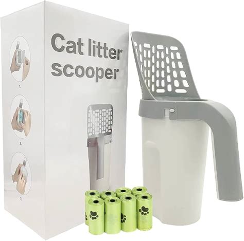 Cat Litter Scoop with Bag Holder, Integrated Detachable Deep Cat Litter ...