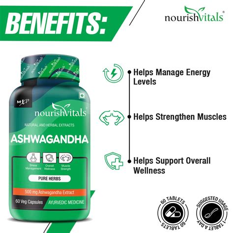 Buy NOURISHVITALS ASHWAGANDHA PURE HERBS 500 MG ASHWAGANDHA EXTRACT 60 ...