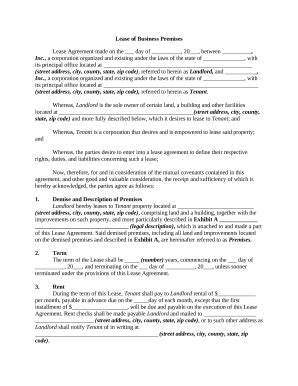 Lease of Business Premises - Real Estate Rental Doc Template | pdfFiller