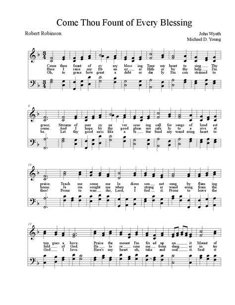 Come, Thou Fount of Every Blessing (by Michael D. Young -- SATB)