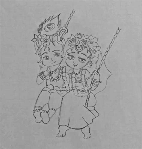 Pencil Sketch Of Radha Krishna