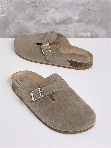 SHUZIA Women's Wide-Fit Round Toe Cork Footbed Slide Clogs With ...